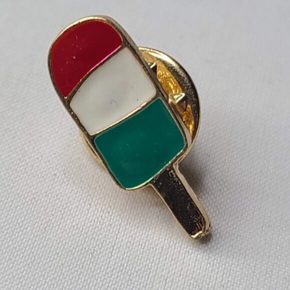 Miniblings Popsicle Ice Cream Gelato Lapel Pin Stripes Italy Mexico Flag Colors - Picture 2 of 5